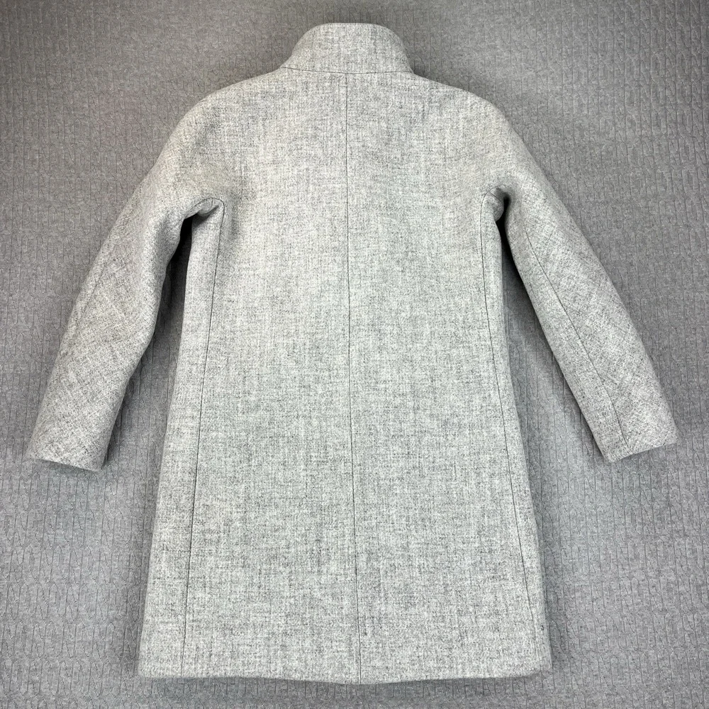 J. Crew Nello Gori Italian Stadium Cloth‎ Pea Coat 00P Gray Wool Stand Collar - Picture 7 of 9